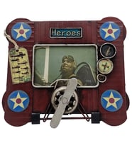 Retro El Yapımı Pilot ve Uçak Temalı Metal Fotoğraf Çerçevesi