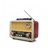 Nostalji Trend Radyo Bluetooth Özellikli Şık Tasarım Nostaljik Radyo Güneş Panelli (Koyu Ceviz)