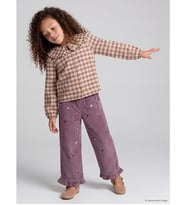 LCW Kids Lila Beli Lastikli Kız Çocuk Kadife Pantolon