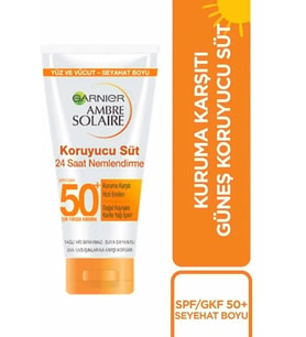 Garnier Ambre Solaire Seyahat Boy Güneş Koruyucu Süt SPF50 – Yüksek UVA & UVB Koruması, 50 ml-24 Saat Nem!!