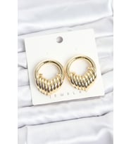 Pirinç Gold Renk Halka Sarmal Model Vintage Kadın Küpe
