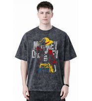 Tasarım Monkey D. Luffy One Piece Anime Baskılı Unisex Oversize Eskitme Yıkamalı Tişört