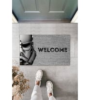 Dormot Modern Dijital Baskı - Gri Star Wars - Kapı Önü Paspası 70x45cm (Bej)