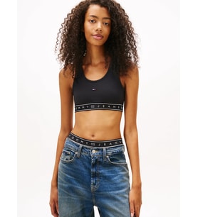 Tommy Hilfiger TJW Kısa Şerit Detaylı Büstiyer Kadın Siyah T-shirt DW0DW22537BDS