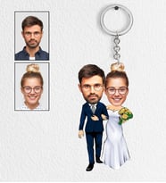 Kişiye Özel En Güzel Gelin Damat Tasarımlı Karikatür Anahtarlık