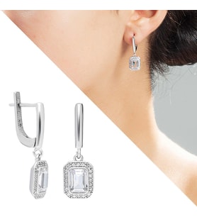 Starlight Diamond Pırlanta Montür Zarif Baget Taşlı 925 Ayar Gümüş Kadın Küpe (Çok Renkli)