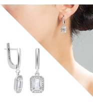 Starlight Diamond Pırlanta Montür Zarif Baget Taşlı 925 Ayar Gümüş Kadın Küpe (Çok Renkli)
