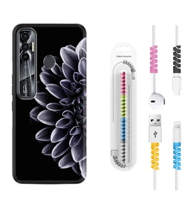 Tecno Spark 6 6 Go 8C 8 Pro 7 7 Pro Kılıf Kablo Koruma Spiral Silikon Çiçekler 1639