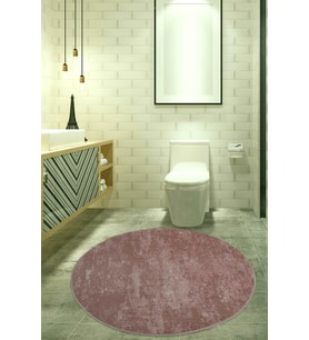 Nova Pembe Yuvarlak 160x160 cm Büyük Ebat Kaymaz Taban Yıkanabilir Banyo Paspası