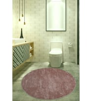 Nova Pembe Yuvarlak 160x160 cm Büyük Ebat Kaymaz Taban Yıkanabilir Banyo Paspası
