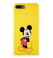 Apple iPhone 7 Plus Soft Premier Kapak Mickey Mouse-B Tasarımlı Silikon Kılıf - Sarı (Şeffaf)