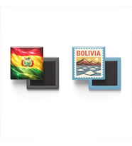 Buzdolap Magnetleri - Bolivya Bayrağı ve Sucre Posta Pulu Tema - 2'li Set Magneti