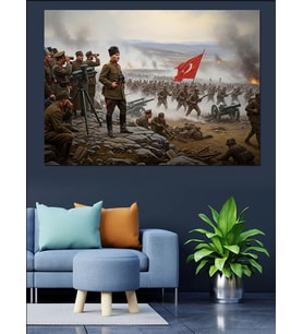 Türk Bayrağı Atatürk Ve Ordu Dekoratif Kanvas - Mdf Ahşap Tablo