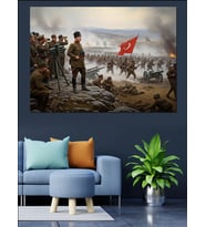 Türk Bayrağı Atatürk Ve Ordu Dekoratif Kanvas - Mdf Ahşap Tablo
