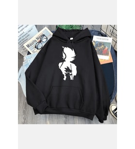 Goku Gölge Kapşonlu Sweatshirt (Siyah)