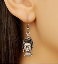 Zen Ruhlu Buda Şekilli Kadın Küpe Çift Adet Gümüş Kaplama El Yapımı Küpe
