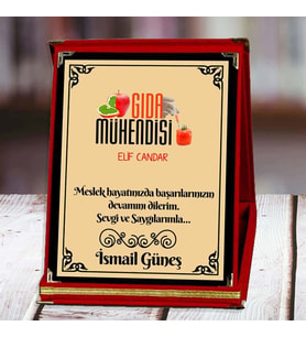 Gıda Mühendisi Baskılı Plaket (2. Tasarım)  Kişiye Özel (Kırmızı)
