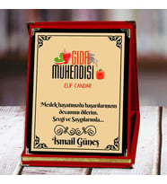 Gıda Mühendisi Baskılı Plaket (2. Tasarım)  Kişiye Özel (Kırmızı)