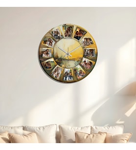 Kişiye Özel 12 Resimli Pastel Renkli Estetik Ve Modern Ahşap Duvar Saati ( 5 mm  Kalınlığında )