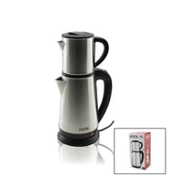 ELEKTRİKLİ ÇAY MAKİNESİ ÇAYCI SET 1.8LT SU ISITICI PLS.+ 0.8LT DEMLİK ÇELİK TABAN 1800W 360 DERECE GÖVDE HK-509 (5680)