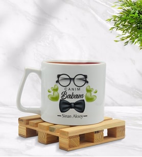 BK Gift Kişiye Özel Canım Babam Tasarımlı Middle Beyaz Kupa Bardak - Model 5