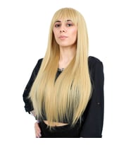 Fiber Sentetik Uzun Düz Kahküllü Peruk - Sarı