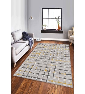 Sarı Spor Kaymaz Tabanlı Makinede Yıkanabilir Halı FV006 - 100 x 160 cm