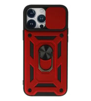 Durukar® iPhone 13 Pro Kılıf Pars Lens Yüzüklü Silikon - Kırmızı