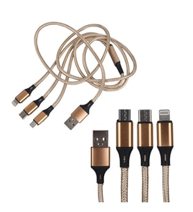 PowerMaster PM-2368 Micro USB - Type-C - Lightning Şarj Ve Data Kablosu 2.1 Amper 110Cm Örgülü