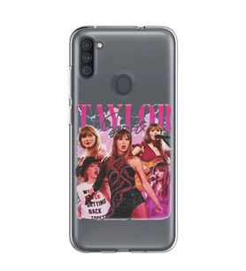 Samsung Galaxy M21 Uyumlu Taylor Swift Desenli Şeffaf Telefon Kılıfı
