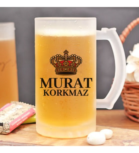 Erkeğe Hediye İsme Özel Kral Tacı Bira Bardağı