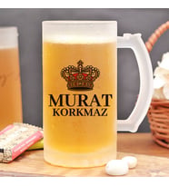 Erkeğe Hediye İsme Özel Kral Tacı Bira Bardağı