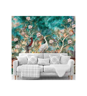 Dreamwall Vintage Çiçekler Ve Hayvanlar Desen Sağlıklı Tekstil Duvar Kağıdı (Çok Renkli)