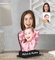Kişiye Özel 2 Boyutlu Anne Kız Ahşap Biblo-1