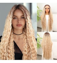Afro Dalga Rus Kumralı Balköpüğü Ombreli Platin Işıltılı Fiber Sen Tül Peruk
