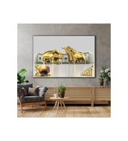 Kanvas Tablo Altın Boğa Ve Ayı Borsa Ekonomi Finans Dolar Altın Dünya Gold Lüks Dekor Kanvas Tablo Art00149 80 X 120