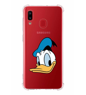 Samsung Galaxy A30 Köşe Korumalı Antişok Kapak Donald Duck Tasarımlı Şeffaf Kılıf