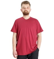 Mode XL Büyük Beden T-Shirt V Yaka Likralı 20150 Bordo