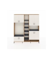 Arges Dolap 18 Raflı 8 Kapaklı Tek Askılı 220x30x243 Çam-Aytaşı/Antrasit