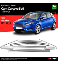 Ford Focus Uyumlu 3 Hatchback Krom Cam Çerçevesi 16 Parça A Kalite 2011-2018 (Karışık)