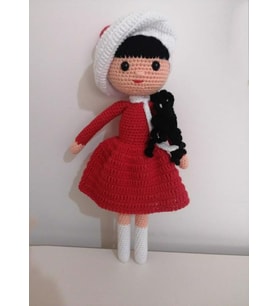 Kırmızı Beyaz Güz Bebek Amigurumi Organik Oyuncak