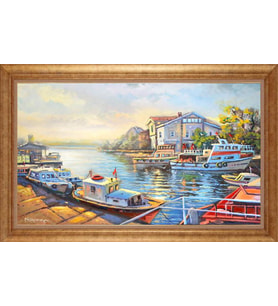 Çerçeveli Paspartulu Manzara Tablo bm1214 (Gold)