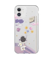 Iphone 11 Uyumlu Astronot Tasarımlı Şeffaf Telefon Kılıfı