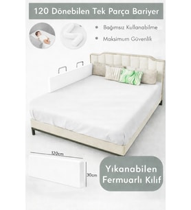 Miralay Yeni Nesil Yatak Bariyeri 120 cm Beyaz - Boyalı