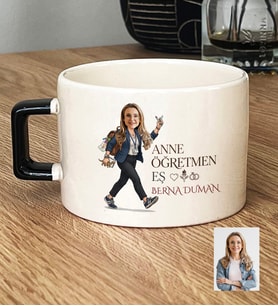 Kişiye Özel Karikatürlü Anne Öğretmen Eş Lüks Fincan Anneler Günü Hediyesi
