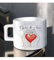 Sevgililer Günü Latte  Fincanı (Motto fincan)  Baskılı Kişiye Özel Avuc Dolusu Kalp-