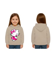 Unisex hello kity  Baskılı Çocuk Swaetshirt  Baskılı Kapüşonlu 3 İplik Şardonlu (Taş)