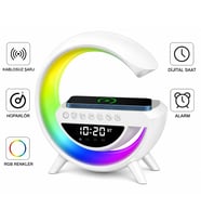 G-Tasarımlı Rgb Kablosuz Şarj Özellikli Dijital Saatli Bluetooth Hoparlör
