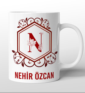 Kişiye Özel Çiçek Tasarımlı Kupa Bardak