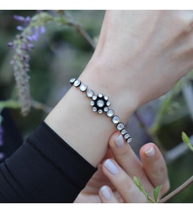 Çiçek Modeli Rose Gold Kaplama Elmas Montür Bileklik